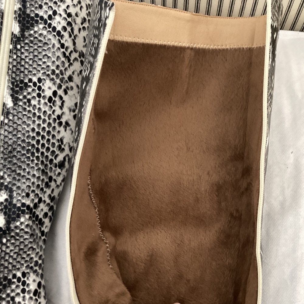 Python-Like Tall Boots With Silver Chain Embellis… - image 5